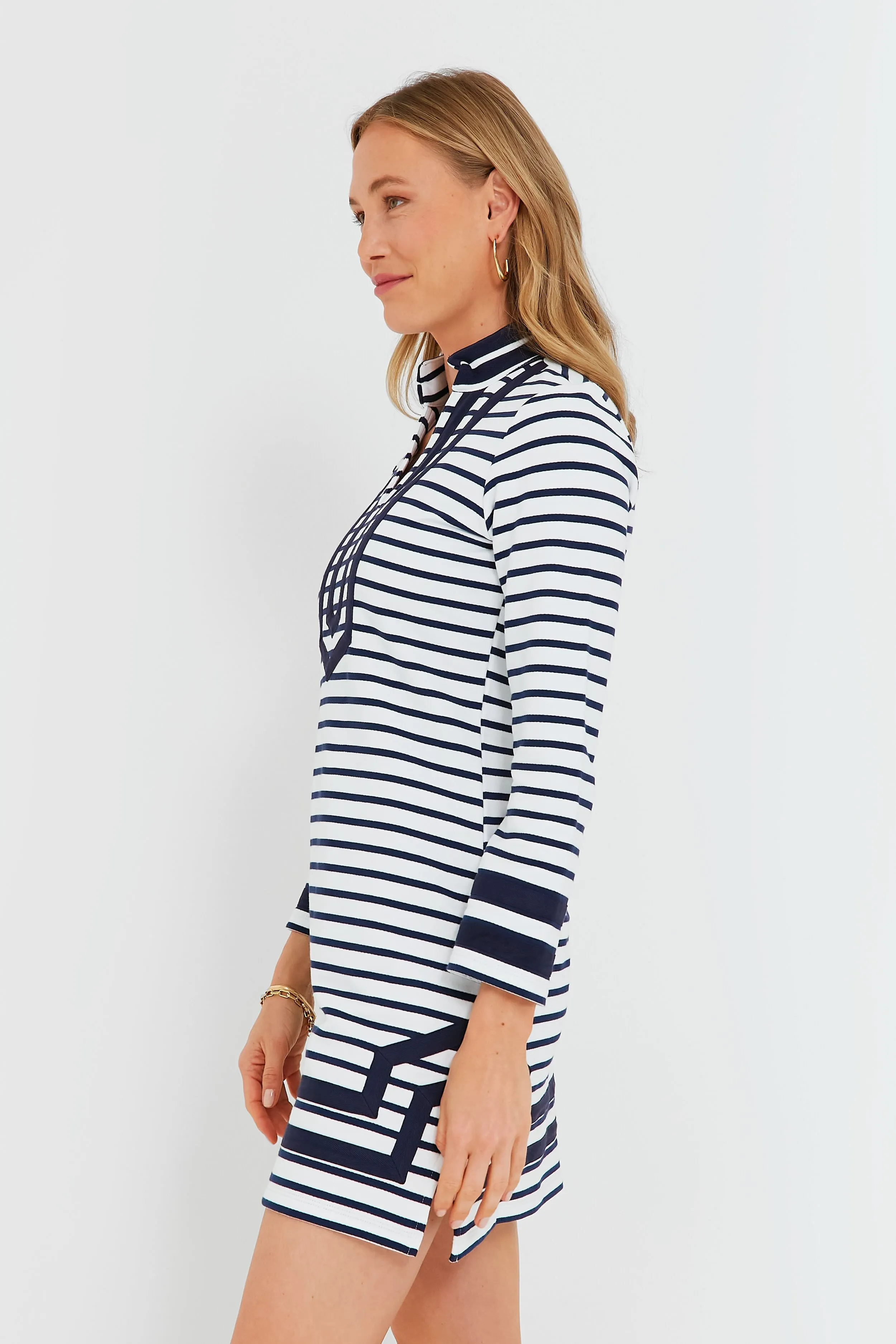 Navy and White Stripe Long Sleeve Knit Tunic