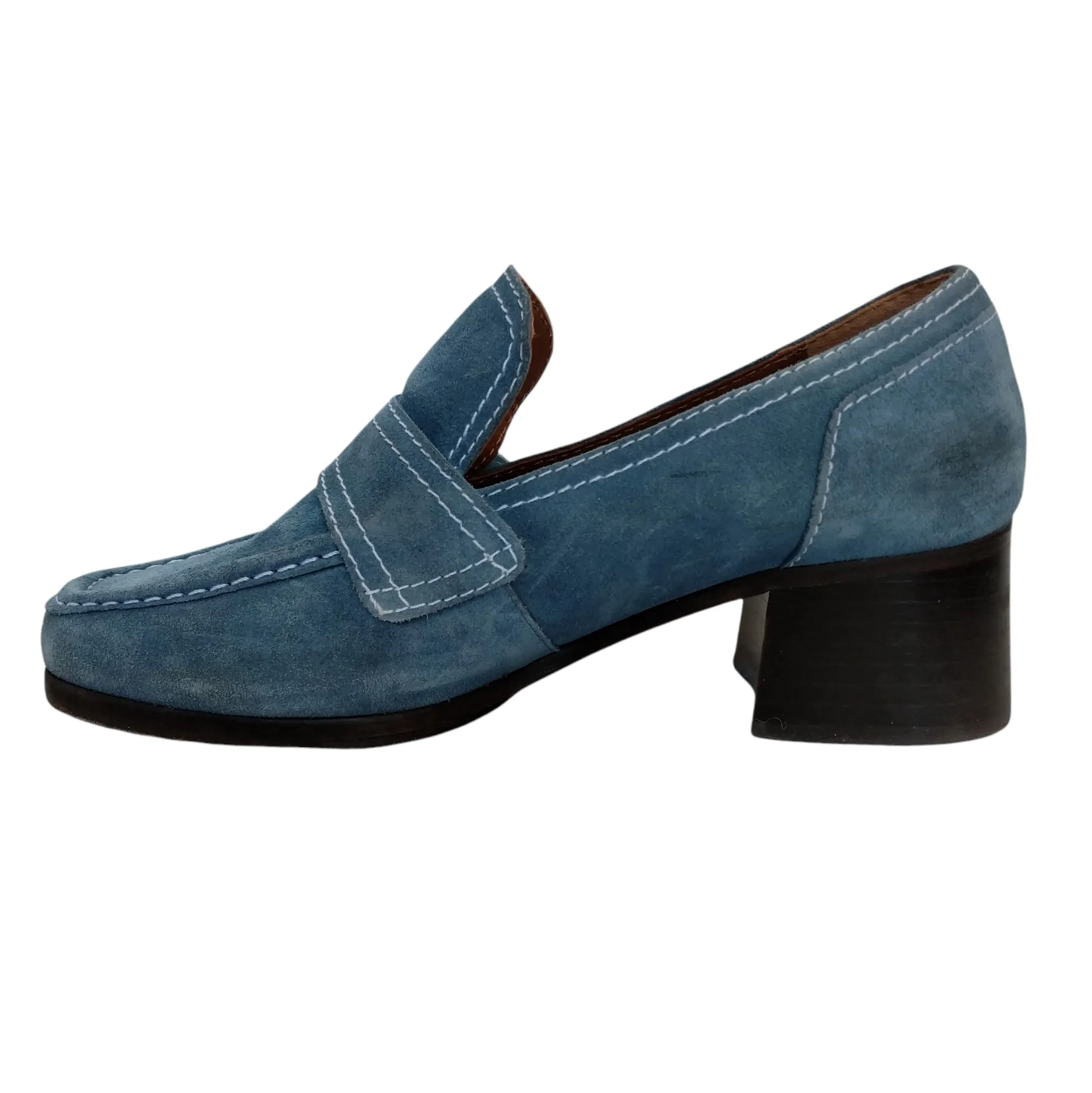 Nicole Saldana Blue Suede Heeled Loafers Size 38