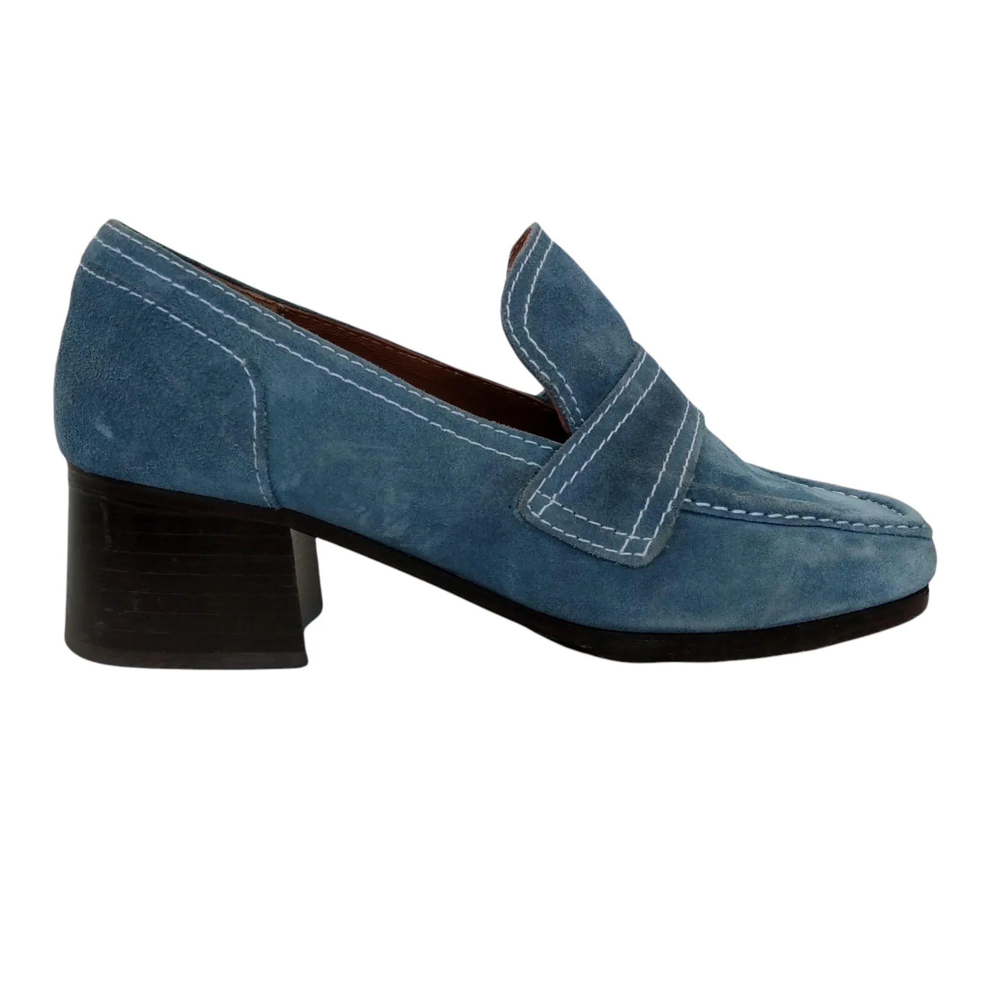 Nicole Saldana Blue Suede Heeled Loafers Size 38