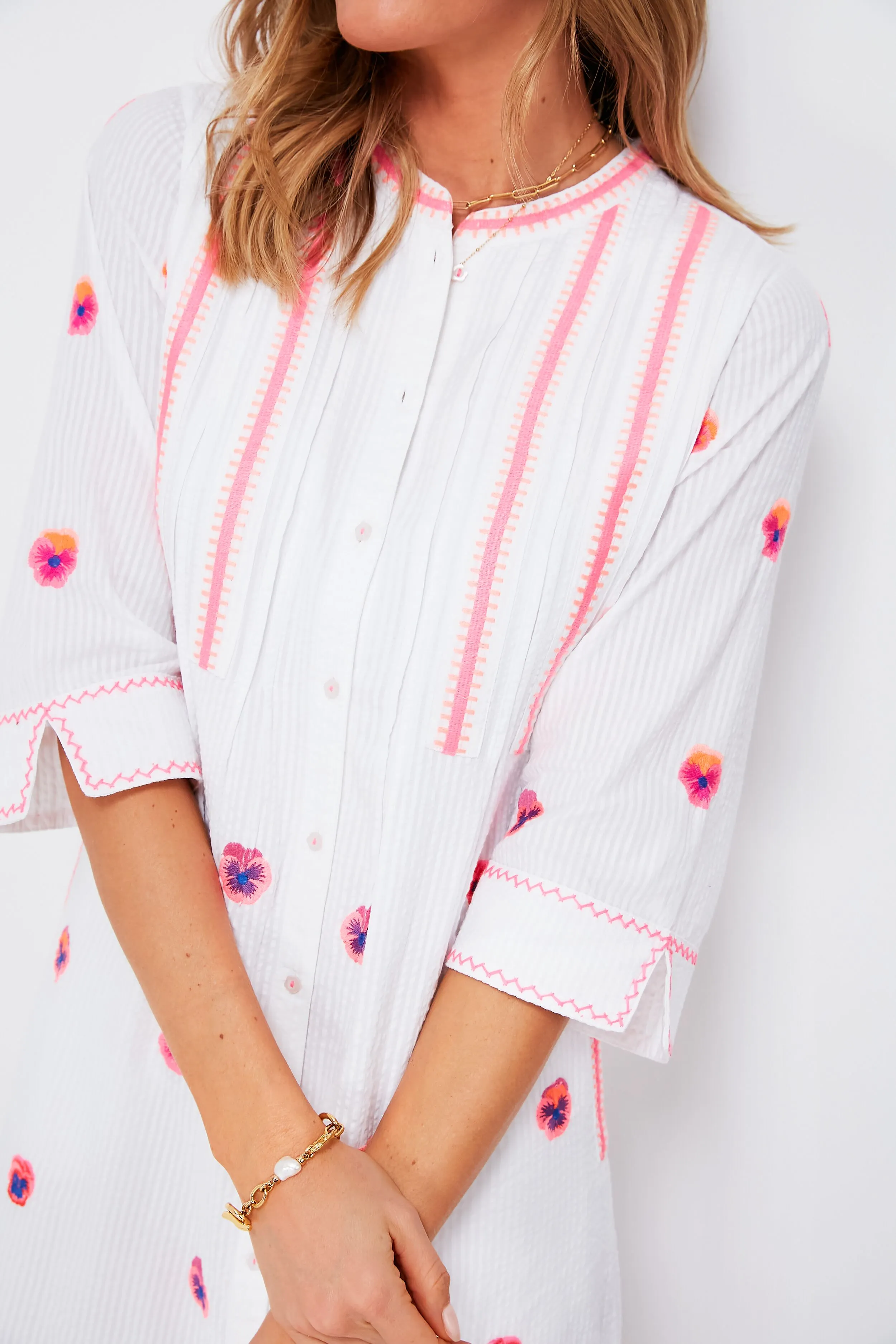 Pansy Pink and White Day Lily Kaftan