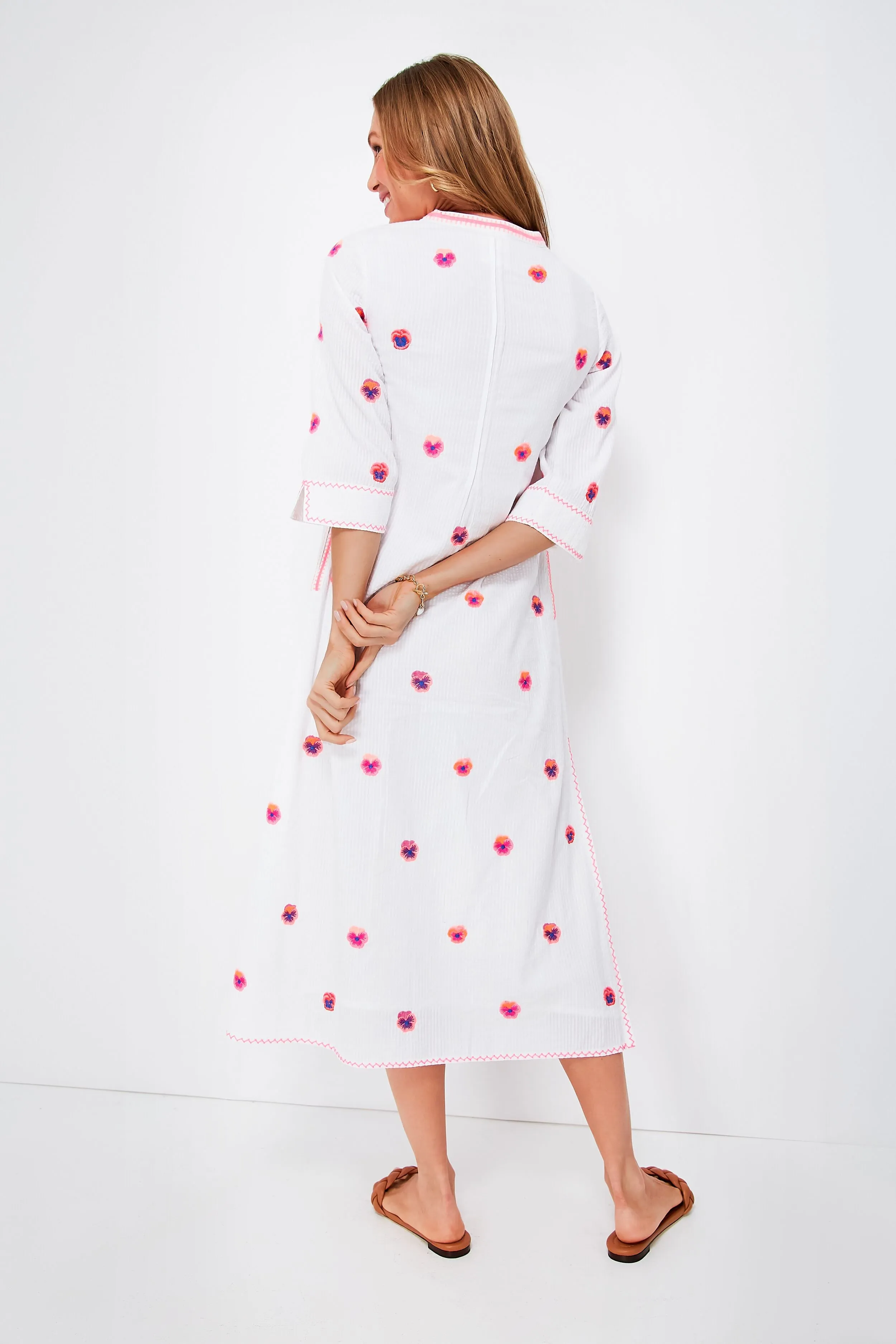 Pansy Pink and White Day Lily Kaftan