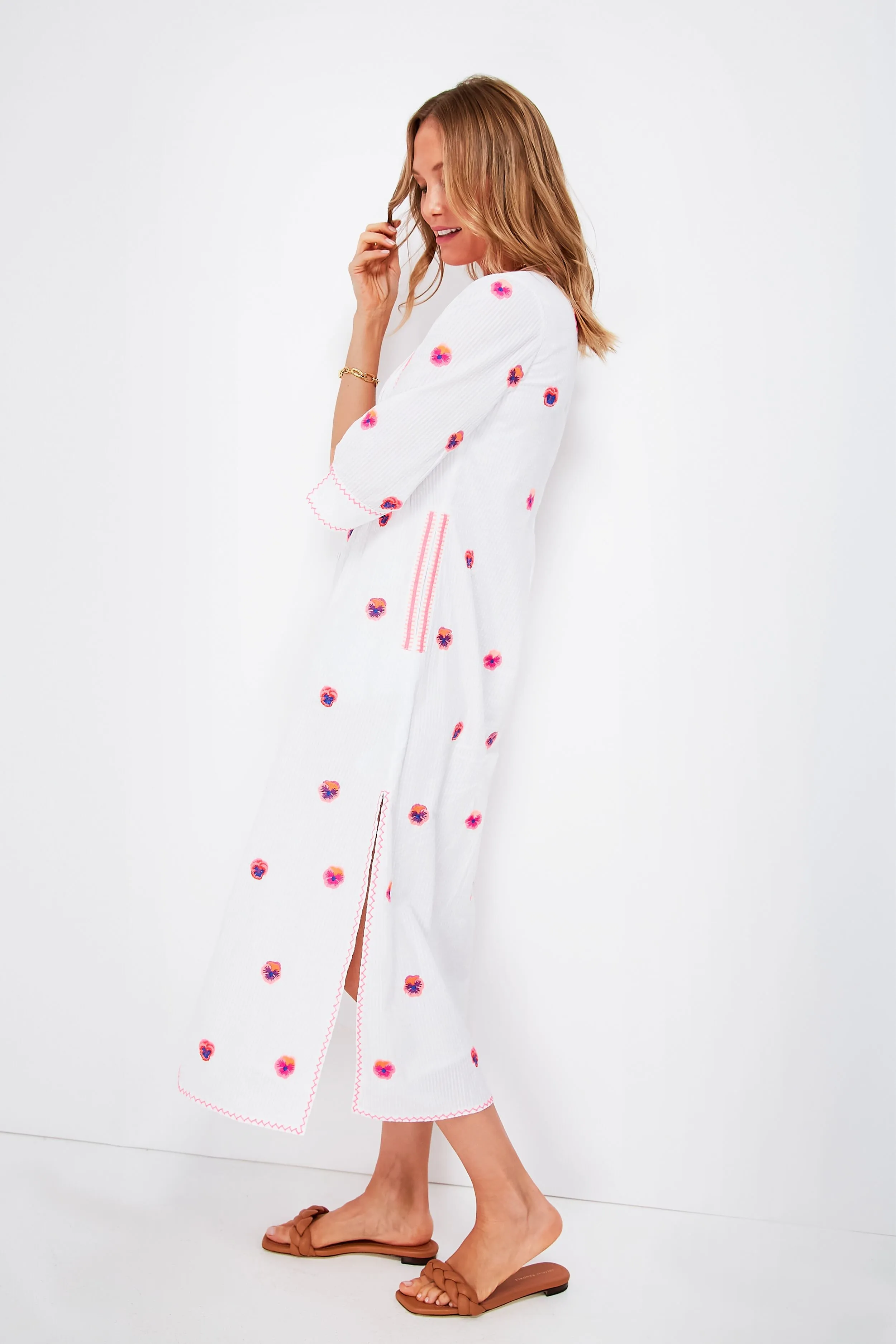 Pansy Pink and White Day Lily Kaftan