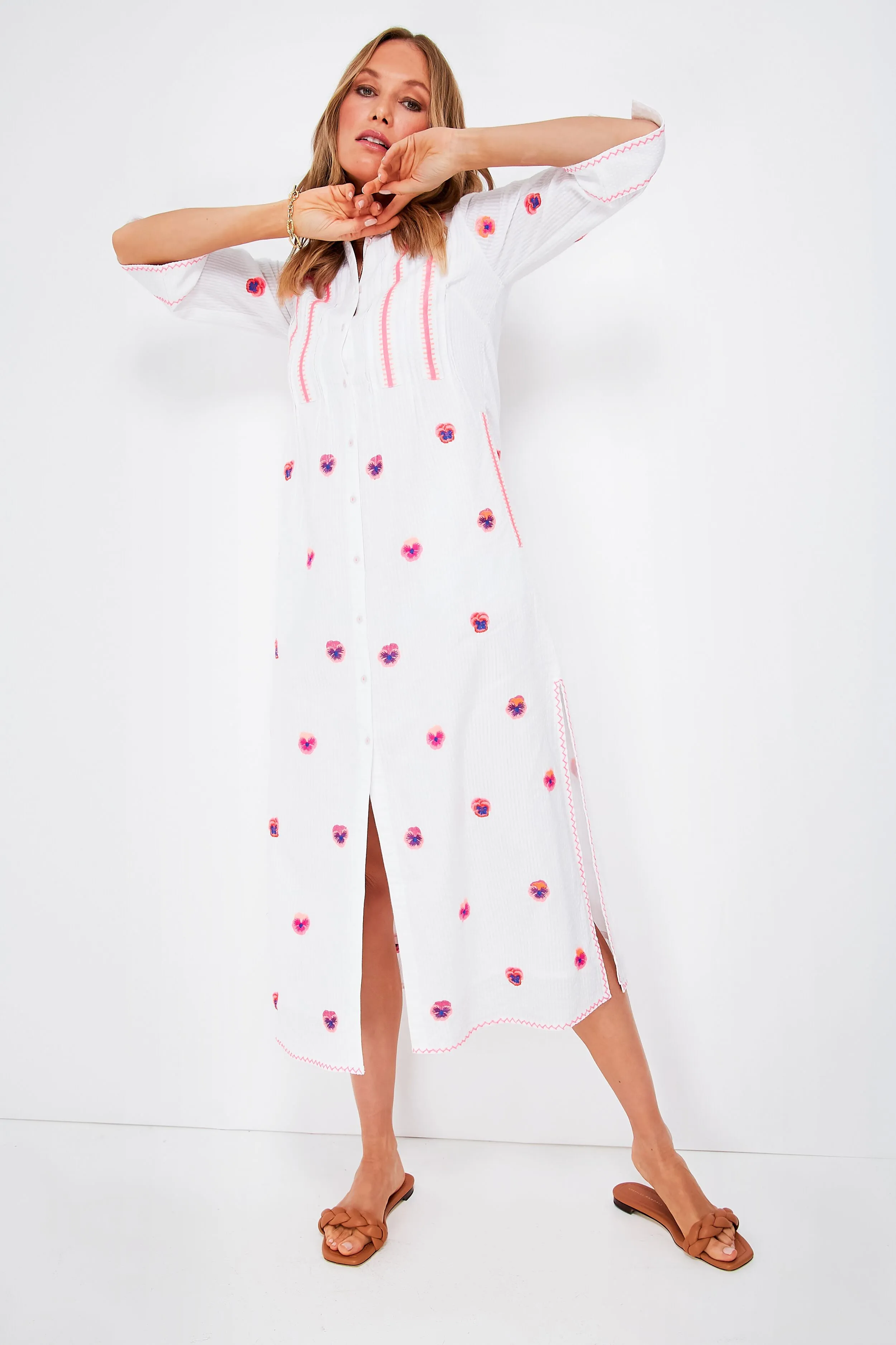 Pansy Pink and White Day Lily Kaftan