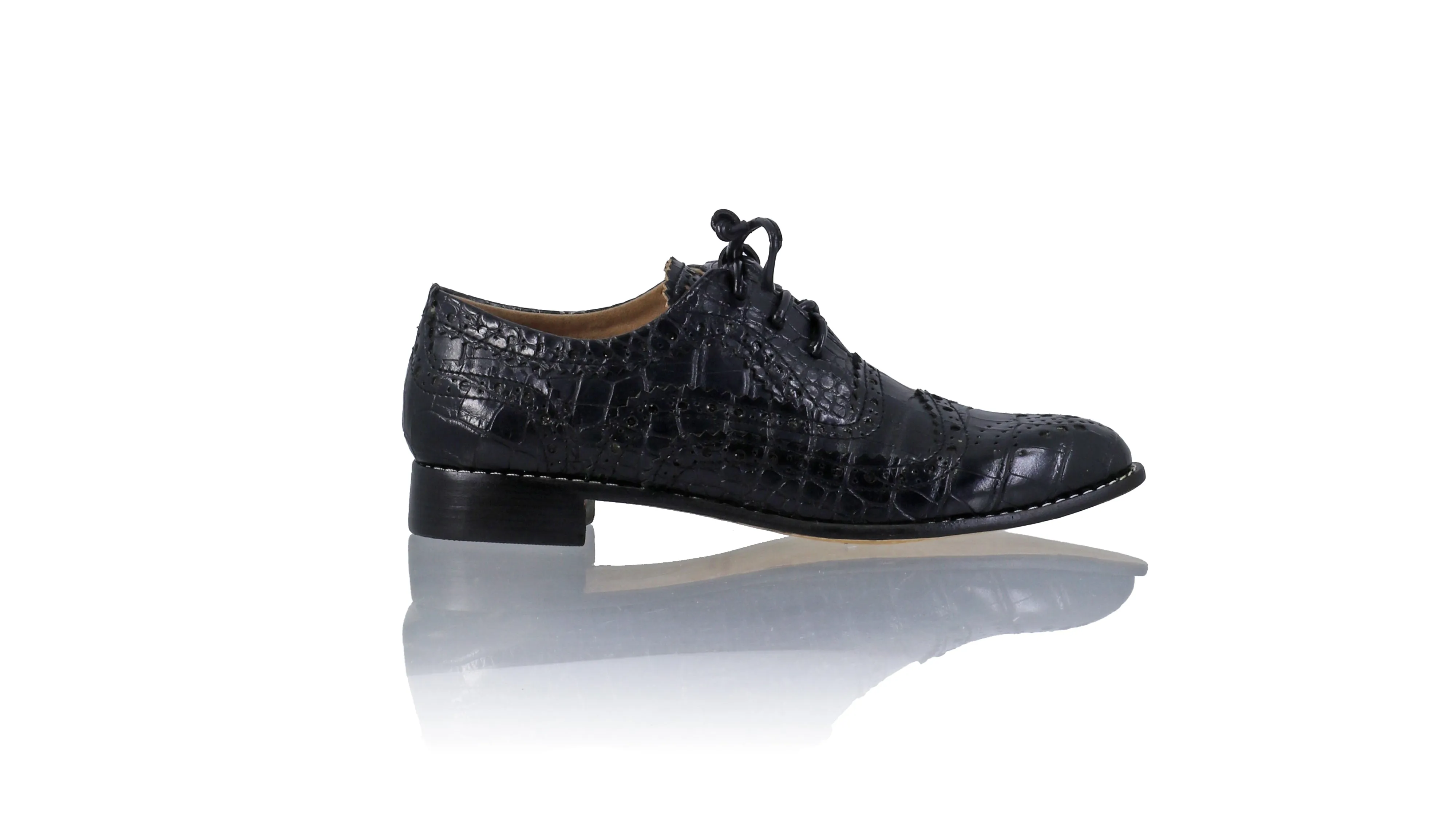 Pedro 25mm Flat - Black Croco (Faux Leather)