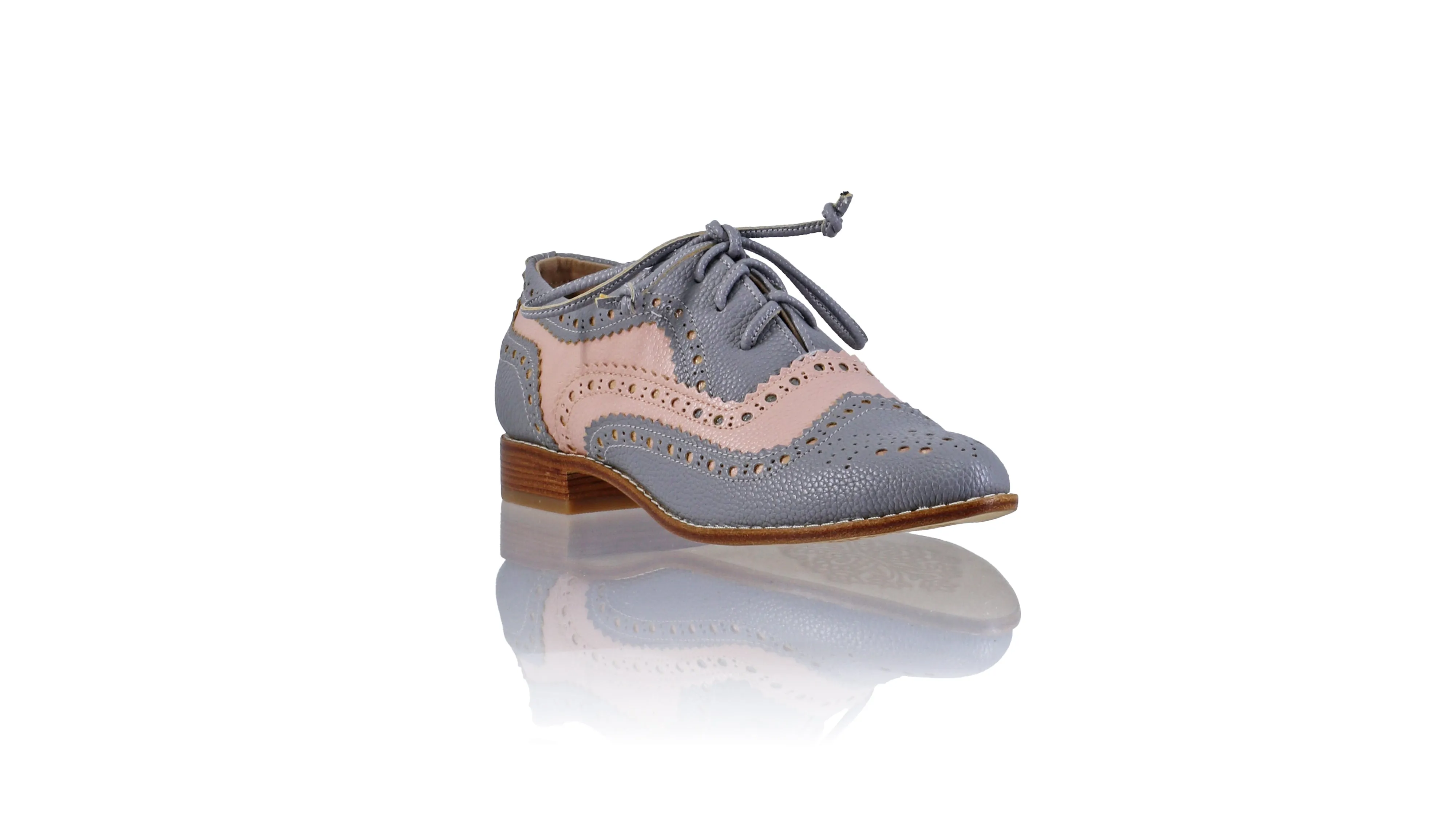 Pedro 25mm Flat - Grey & Soft Pink Faux Leather