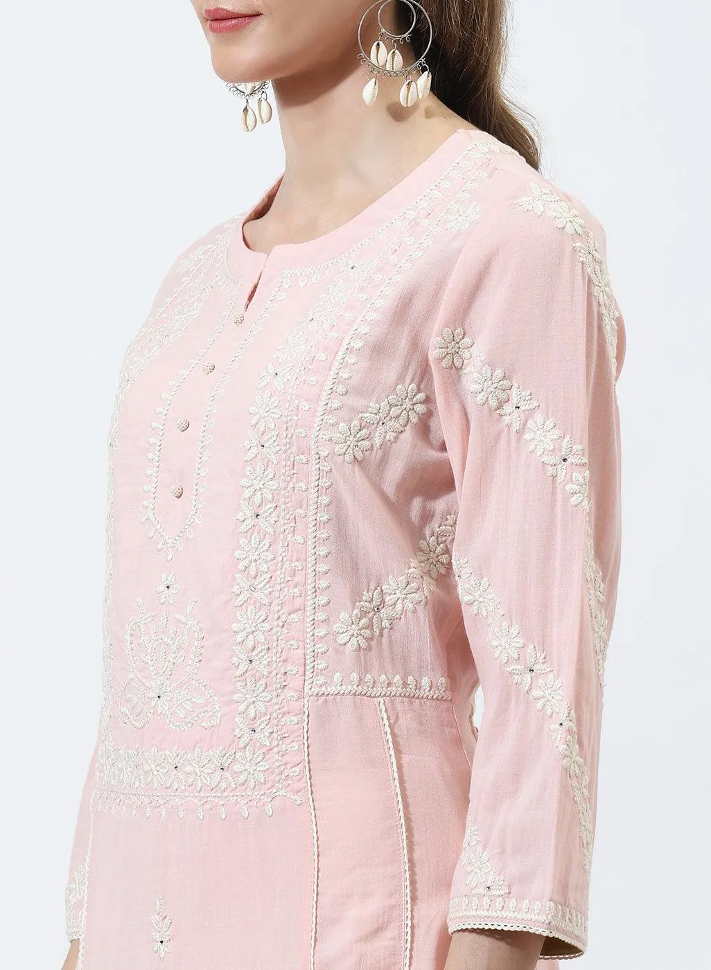 Pink Embroidered Nargis Kurta