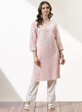 Pink Embroidered Nargis Kurta