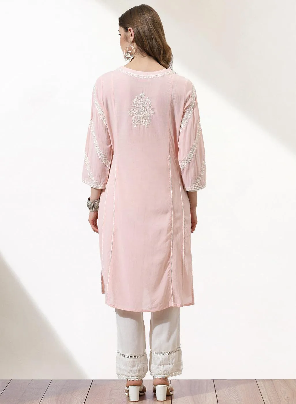 Pink Embroidered Nargis Kurta