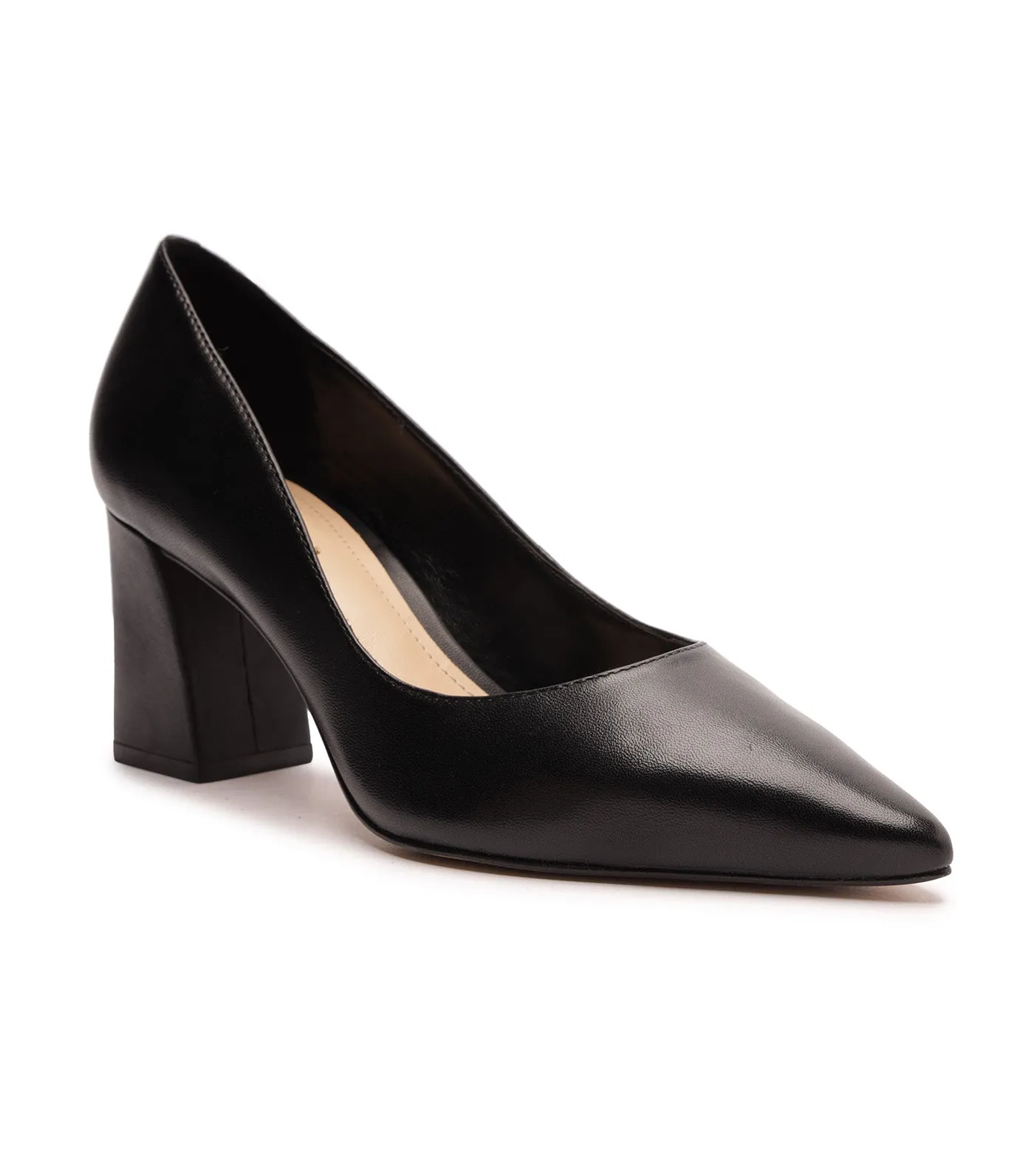 Pointed Toe Block Heel Black