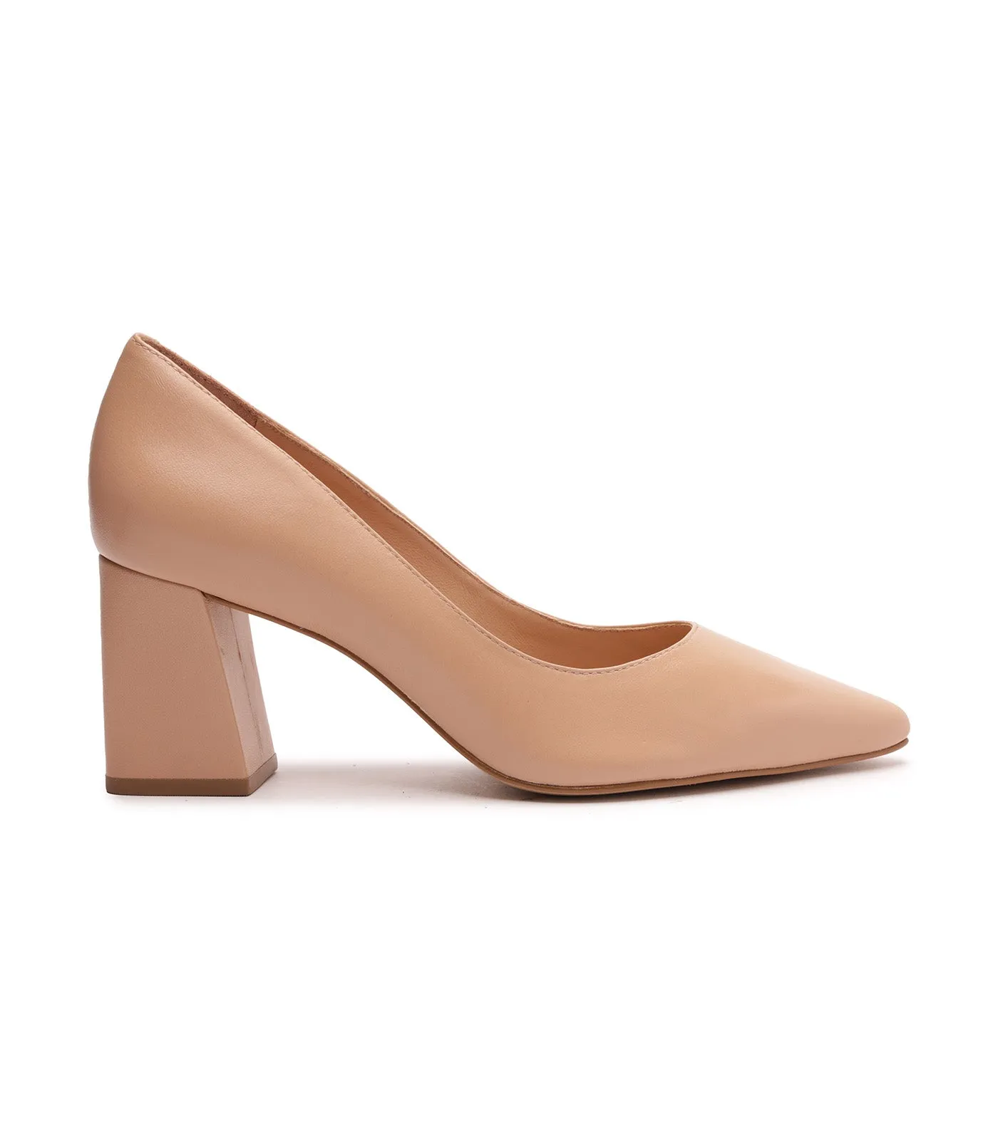 Pointed Toe Block Heel Nude