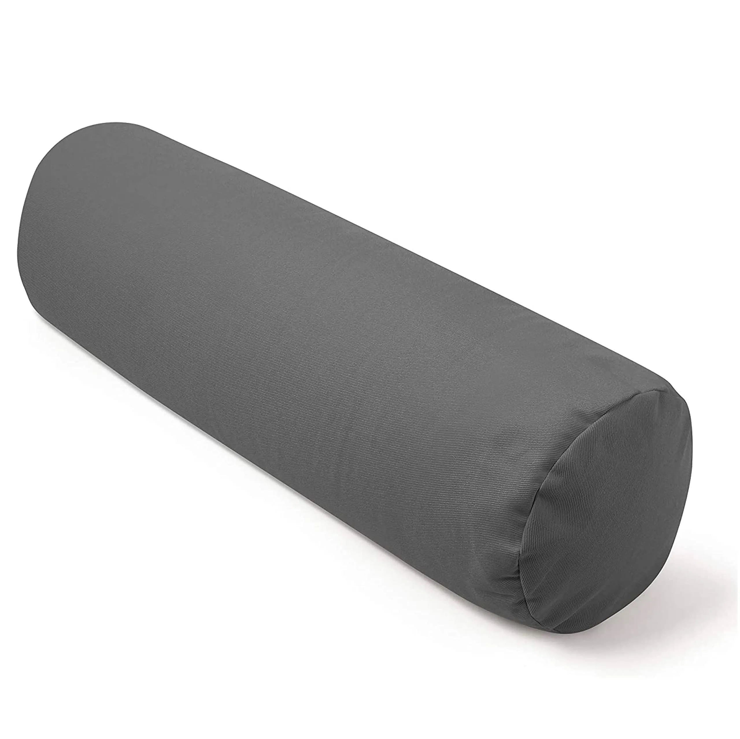 Present Mind Yoga Bolster Pillow - Round (Diameter 8") - Color: Cement Grey - Removable