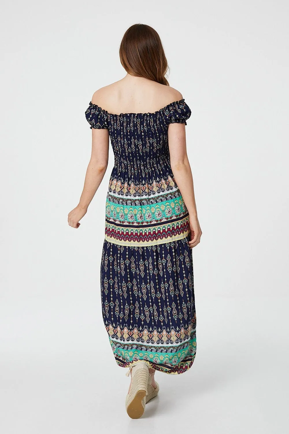 Printed Off The Shoulder Maxi Dress