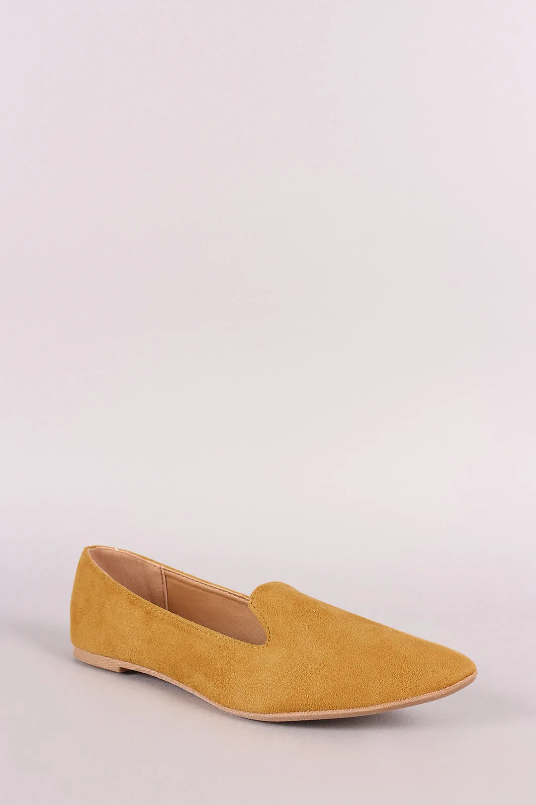 Qupid Suede Pointy Toe Loafer Flat