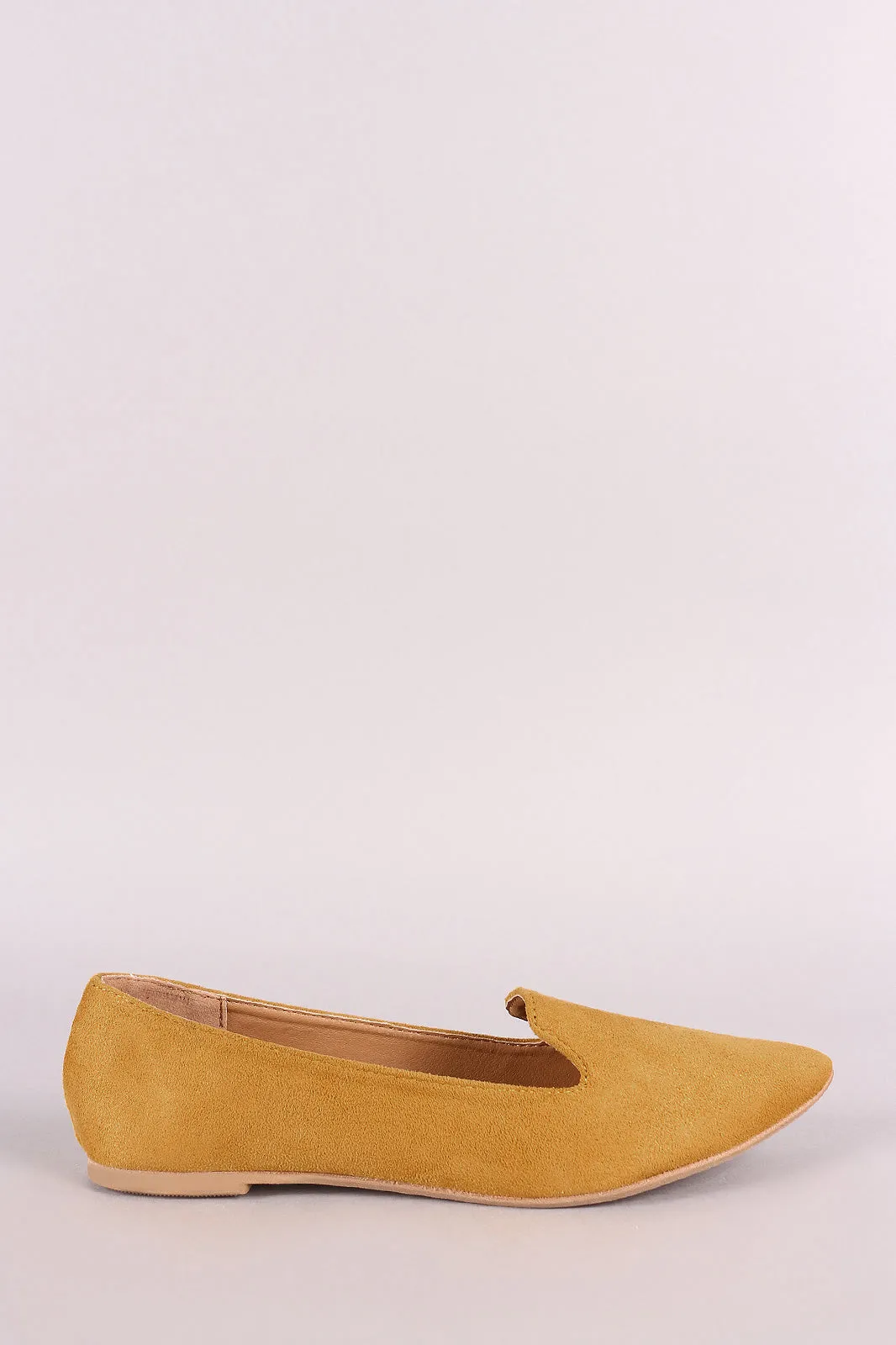 Qupid Suede Pointy Toe Loafer Flat