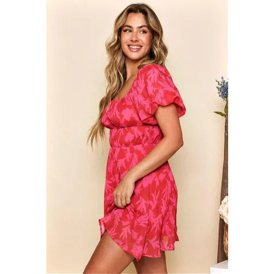 Red and Fuchsia Floral Dress