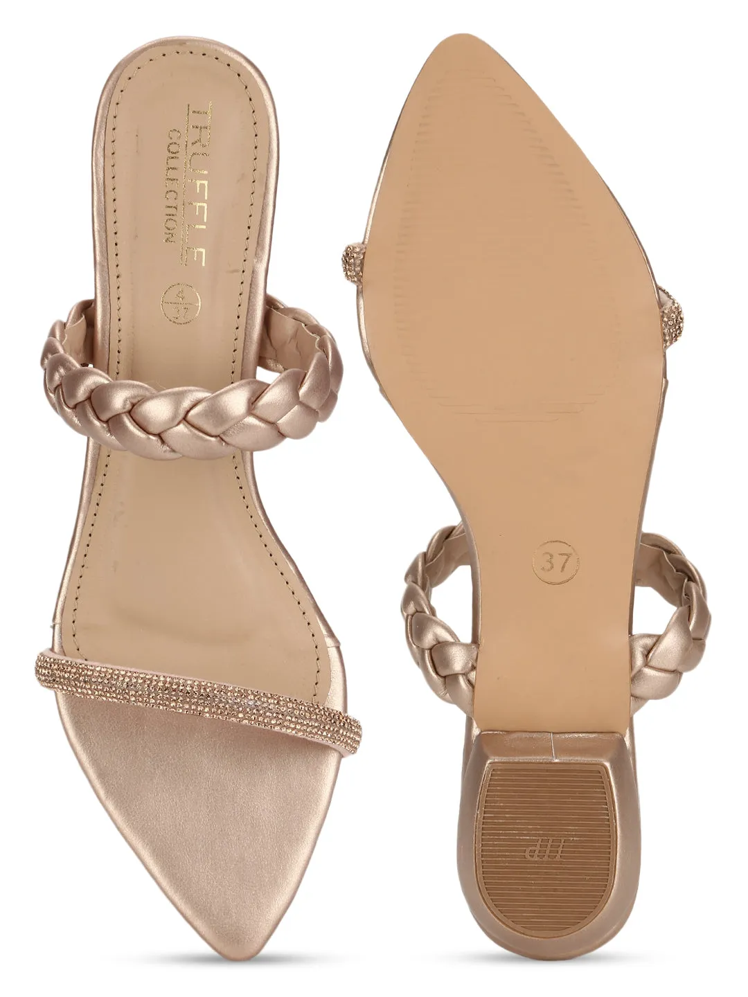 Rose Gold PU Braided Pointed Flats (TC-SLC-SF51-RGLD)