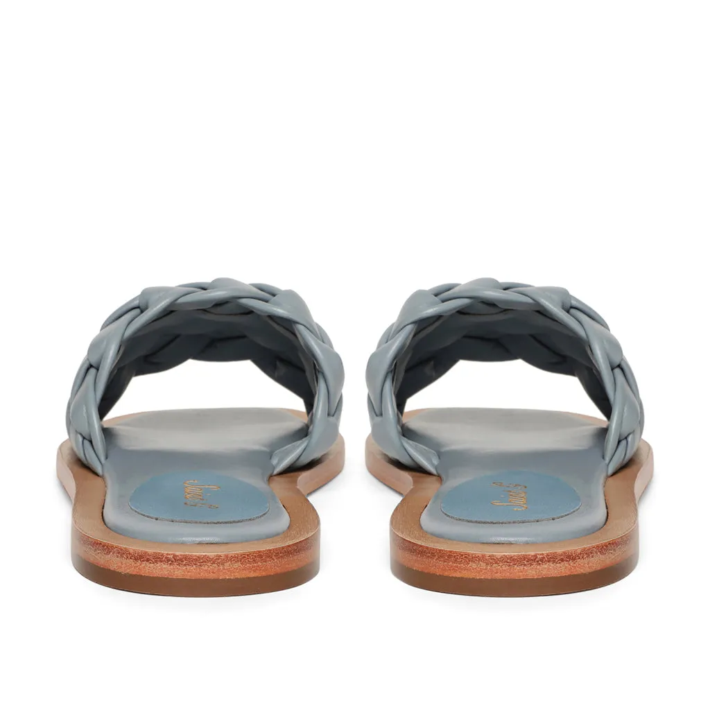 Saint Edetta Blue Woven Leather Sliders