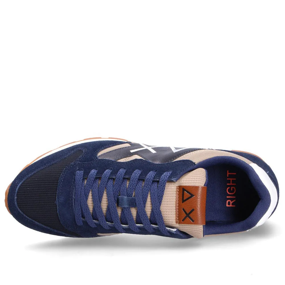 Scarpe Uomo Sun68 Sneakers Jaki Solid Nylon Navy Blue - Beige Scuro