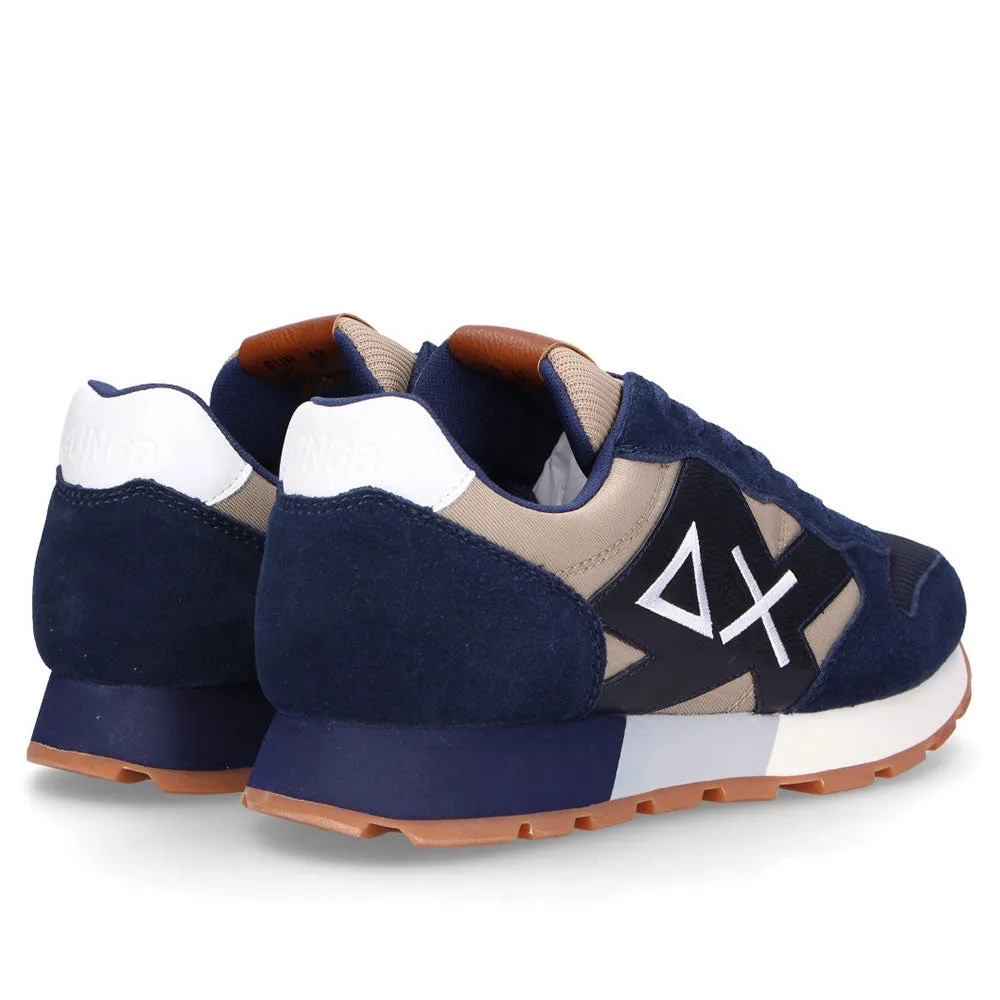 Scarpe Uomo Sun68 Sneakers Jaki Solid Nylon Navy Blue - Beige Scuro