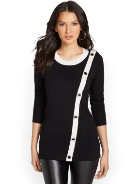 Side-Button Tunic Sweater