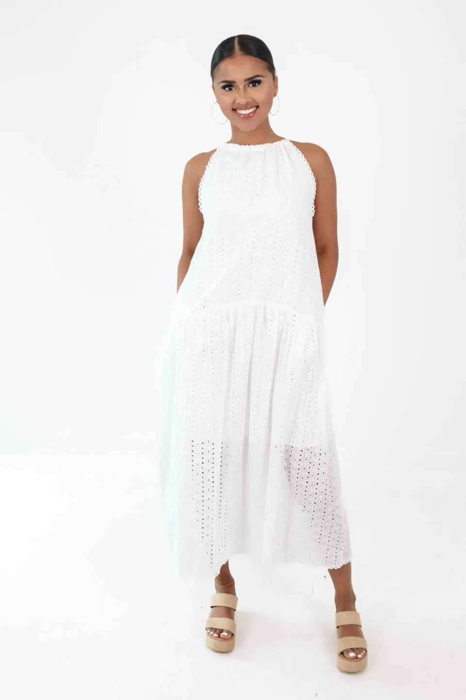 Simple Times Midi Dress - White