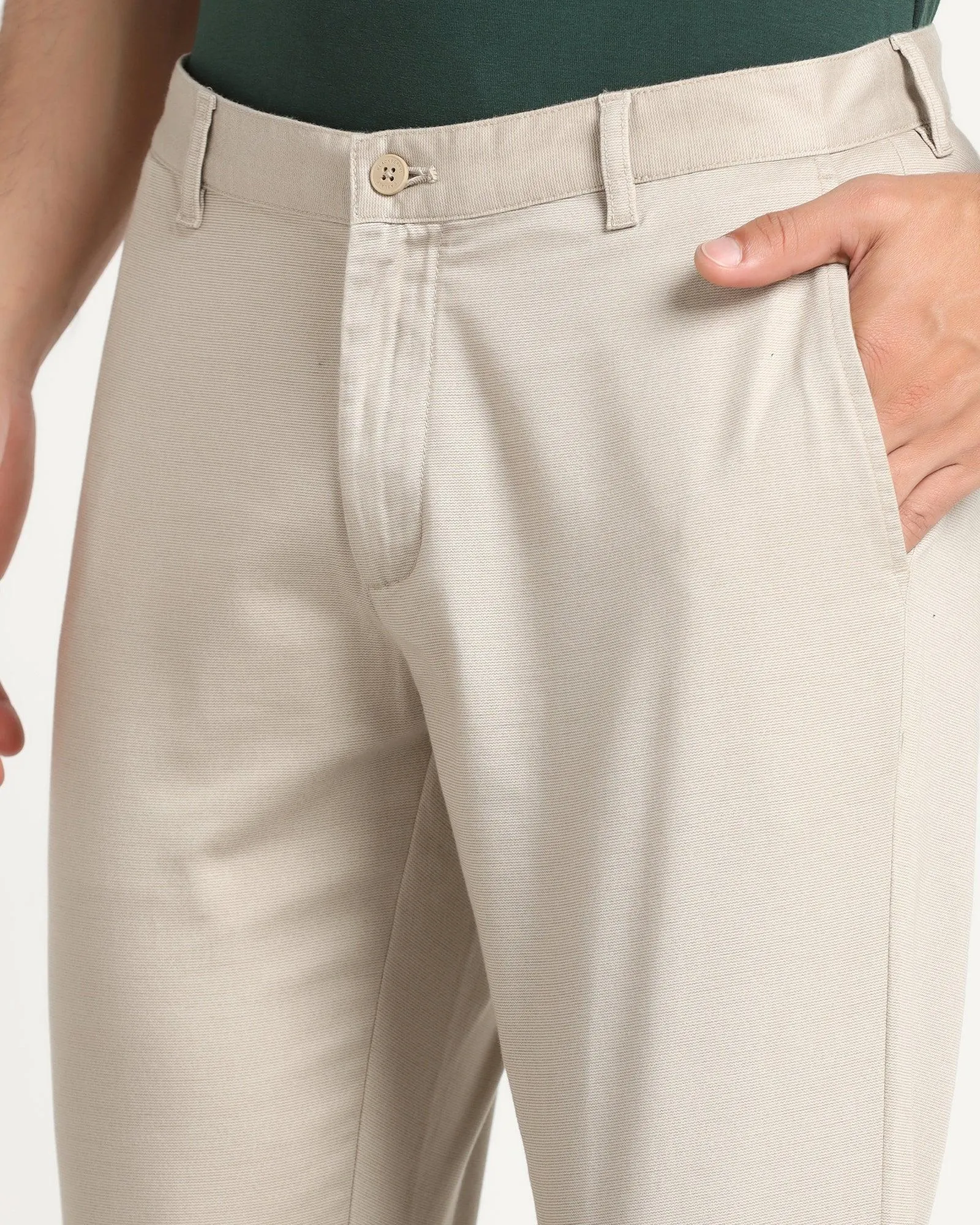 Slim Fit B-91 Casual Cream Printed Khakis - Reno