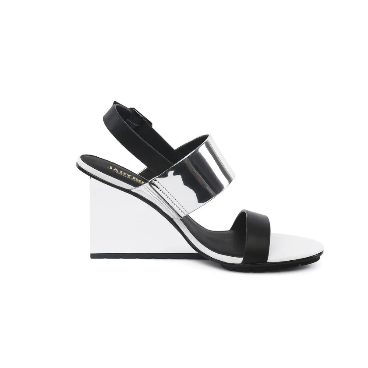 Solid Multi-Strap Slingback Wedge Sandals