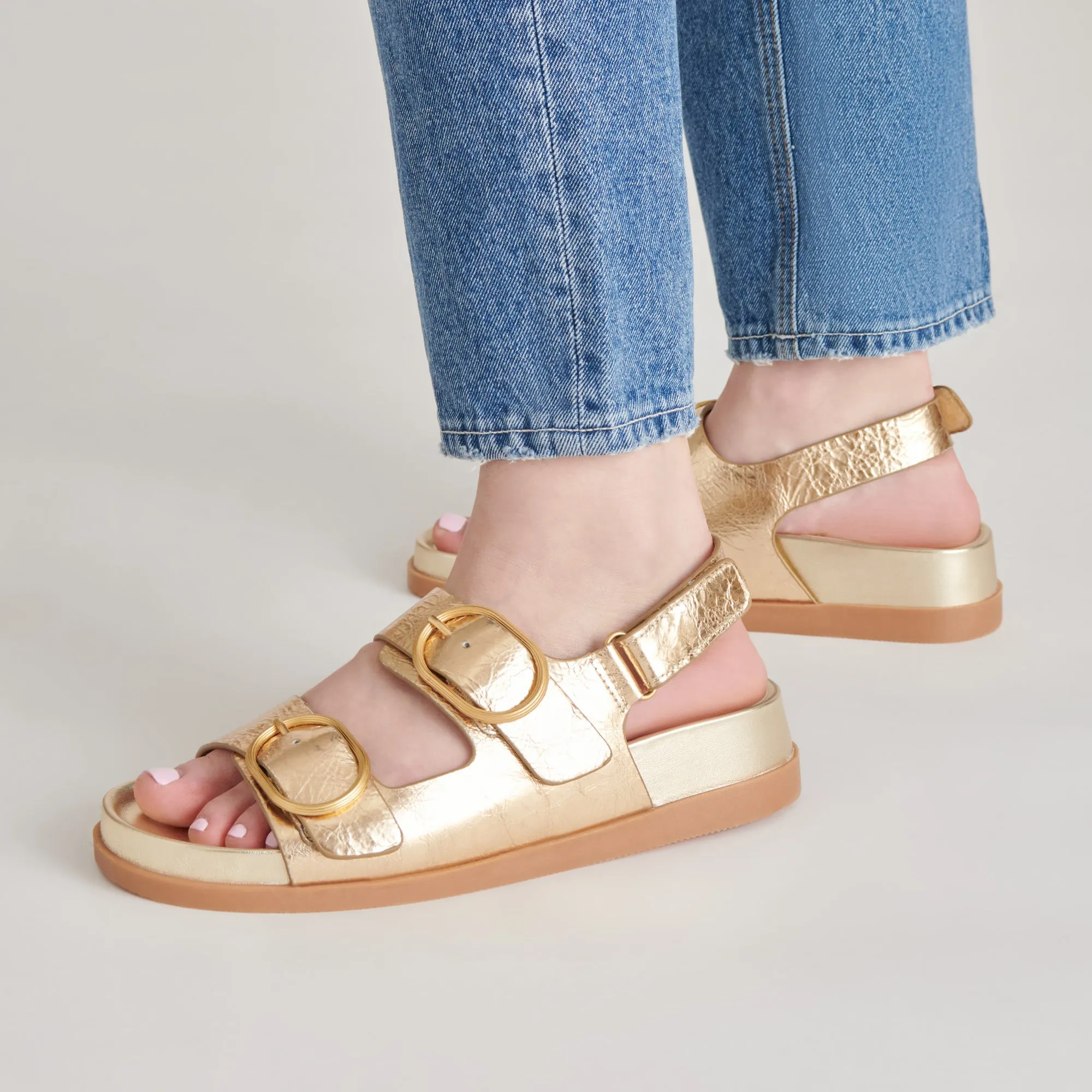 STARLA SANDALS GOLD DISTRESSED LEATHER