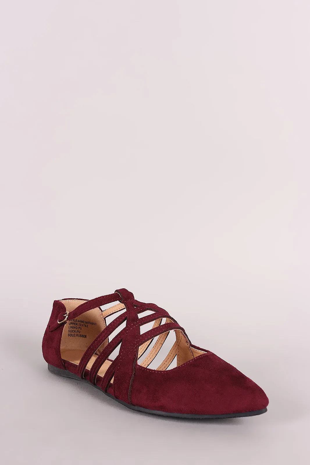 Suede Caged Pointy Toe Flat