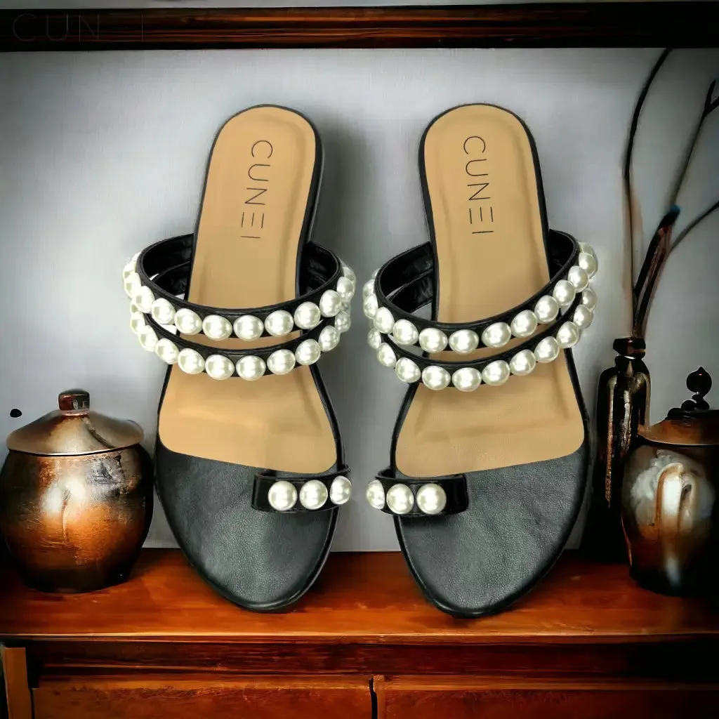 Tan Pearl Open Toe Sandals