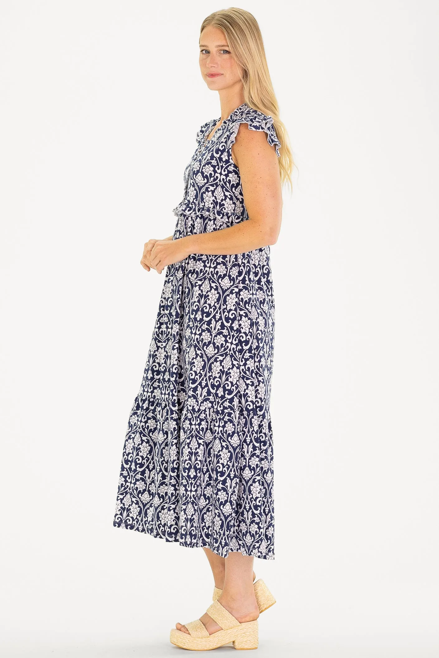 The Kimberly Dress in Navy Filigree