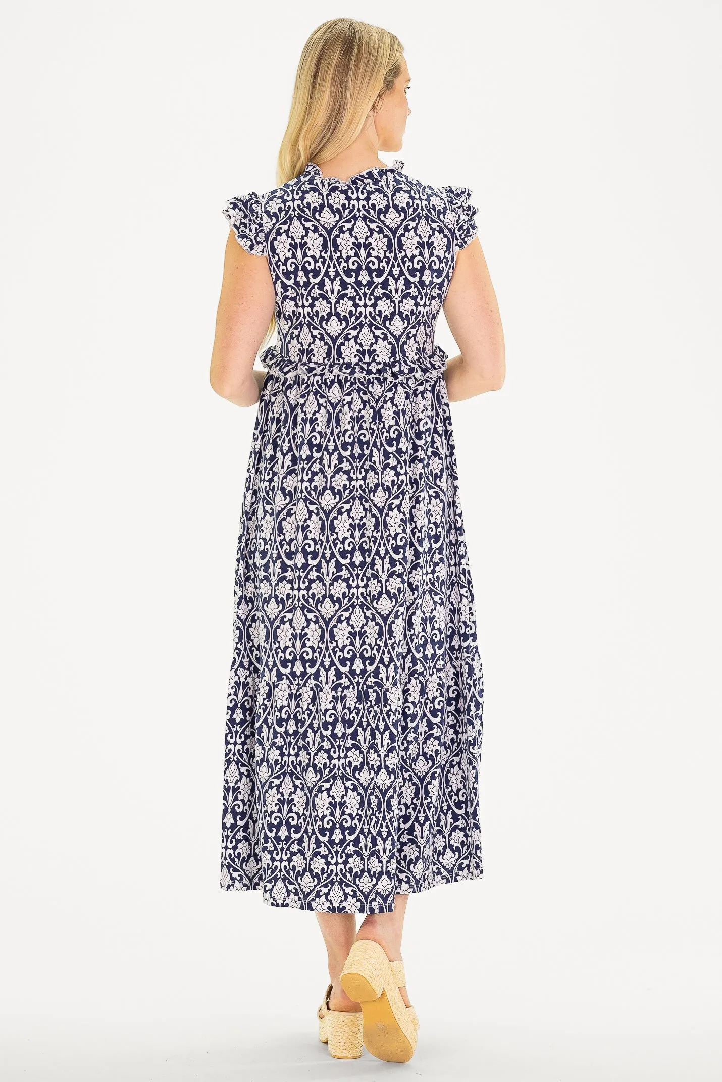 The Kimberly Dress in Navy Filigree