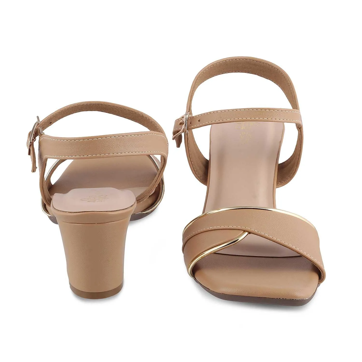 The Max Beige Women's Dress Block Heel Sandals Tresmode