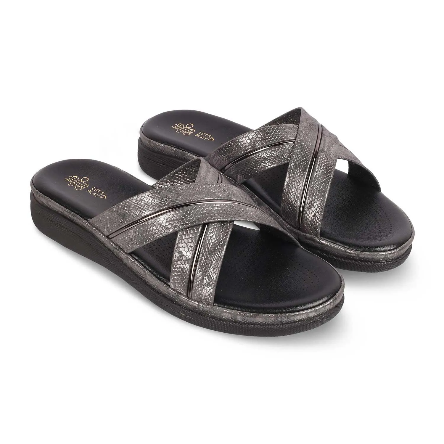 The Slide Black Women's Casual Flats Tresmode