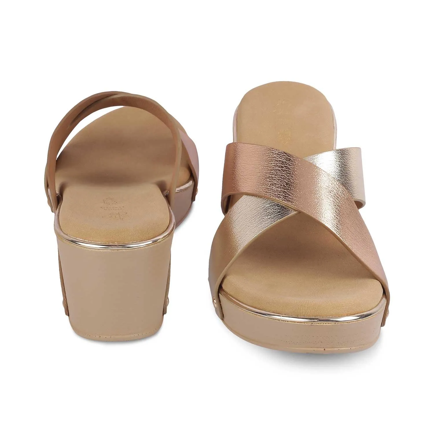 The Tomas Champagne Women's Dress Wedge Sandals Tresmode