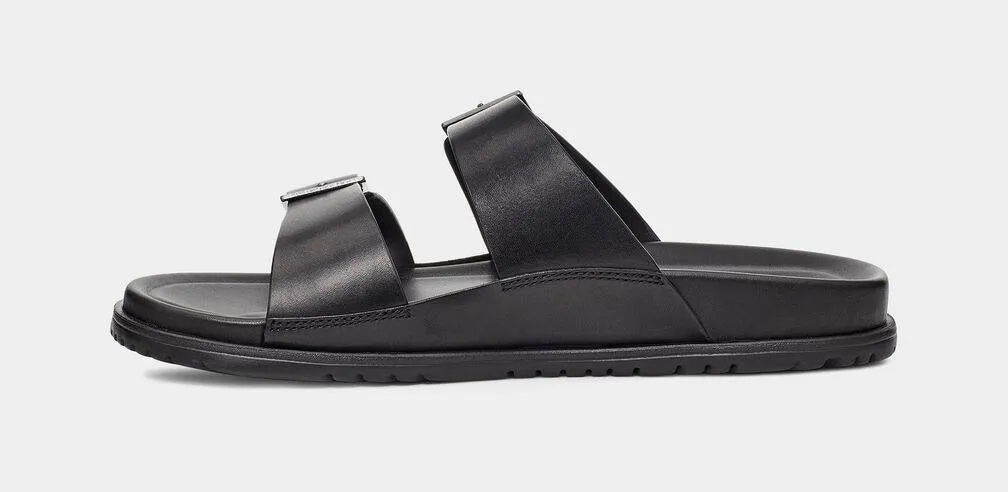 UGG Mens Wainscott Buckle Slide Black Leather