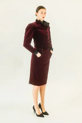 Ungaro Wine Velvet Skirt Suit Set