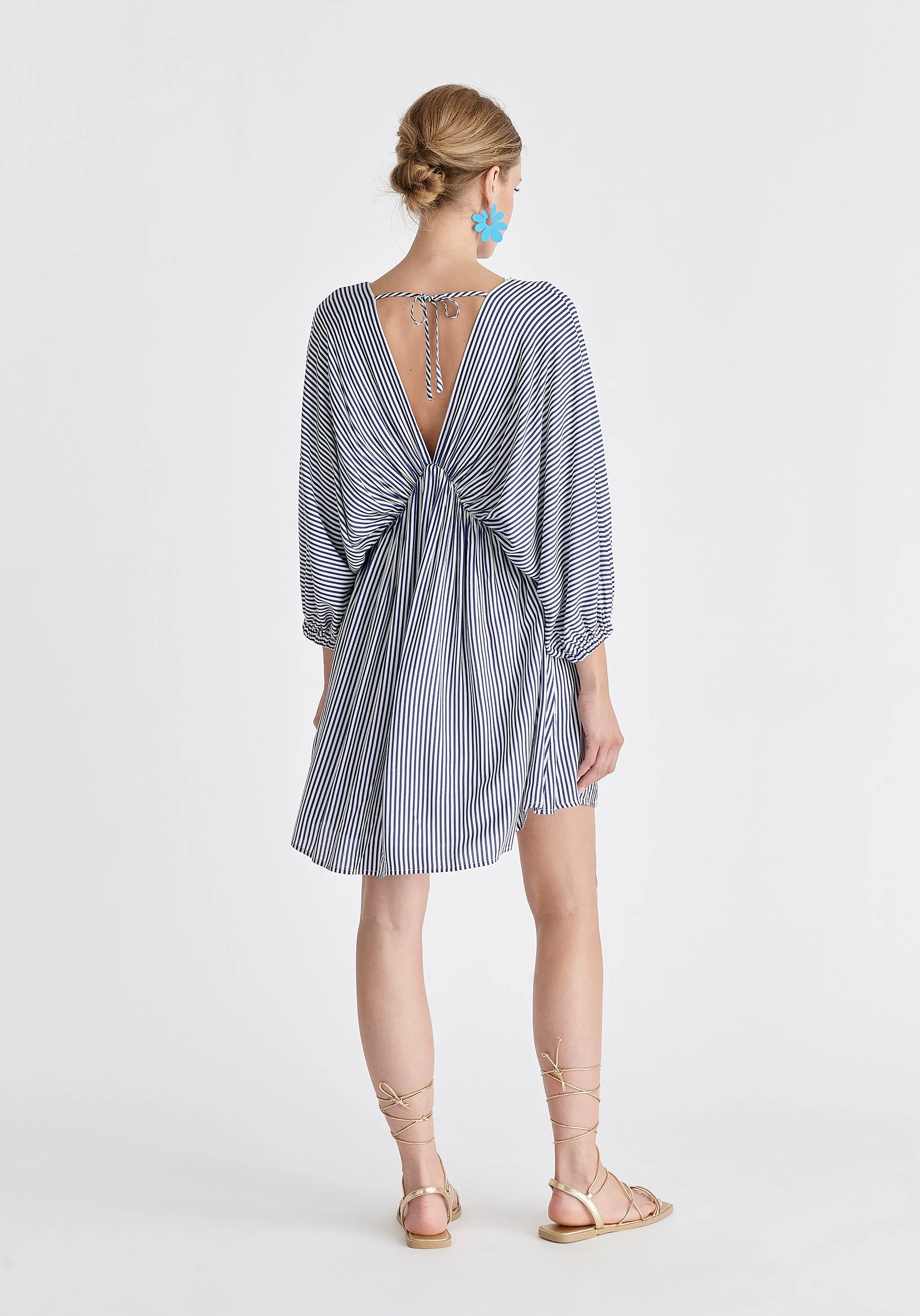 V-Neck Balloon Sleeve Dress