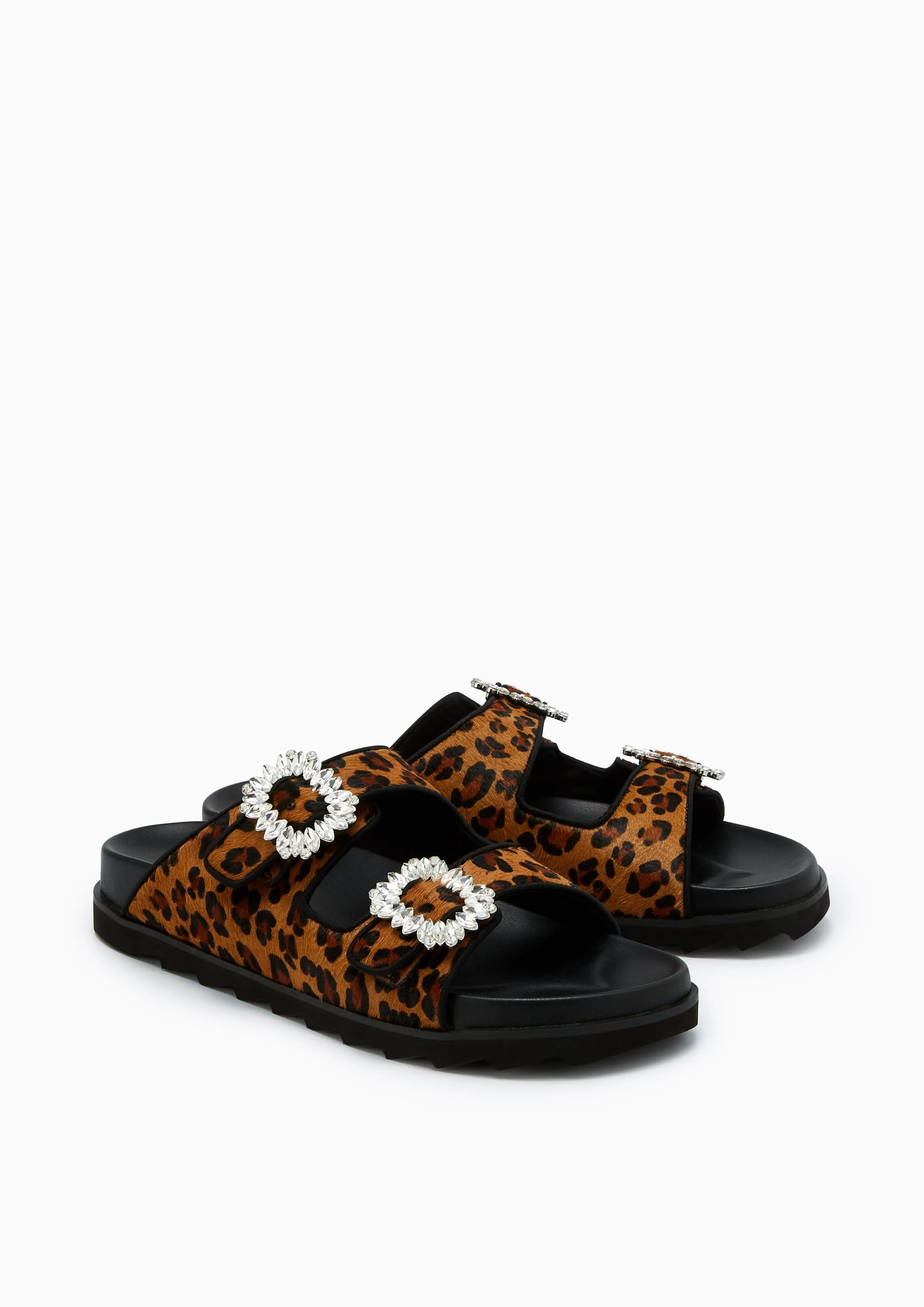 Veeni Leopard Flat Sandals Multi