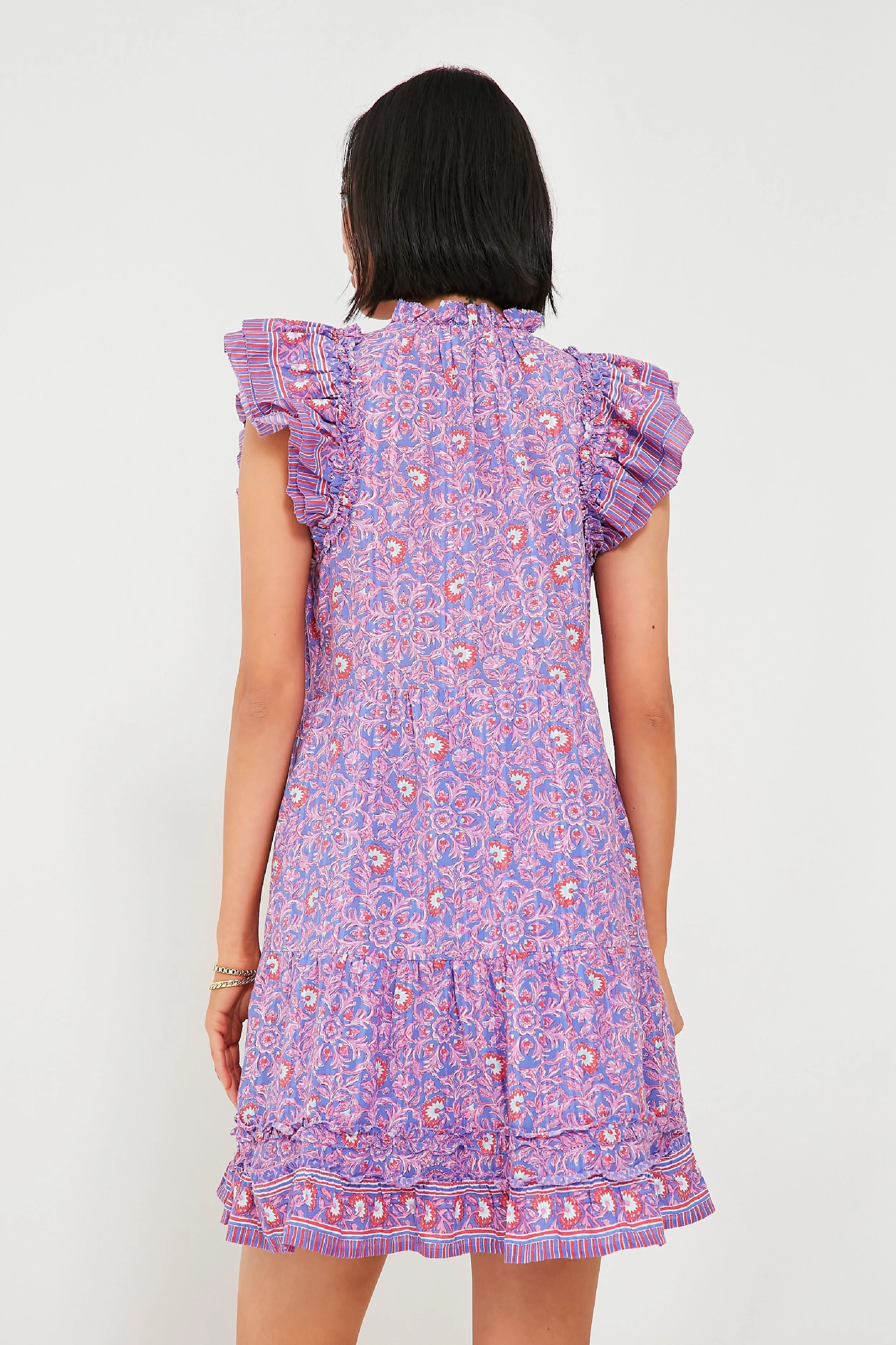 Violet Katama Print Ruffle Dress