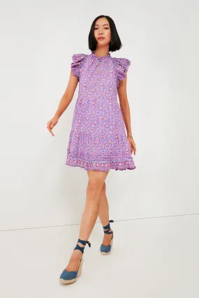 Violet Katama Print Ruffle Dress