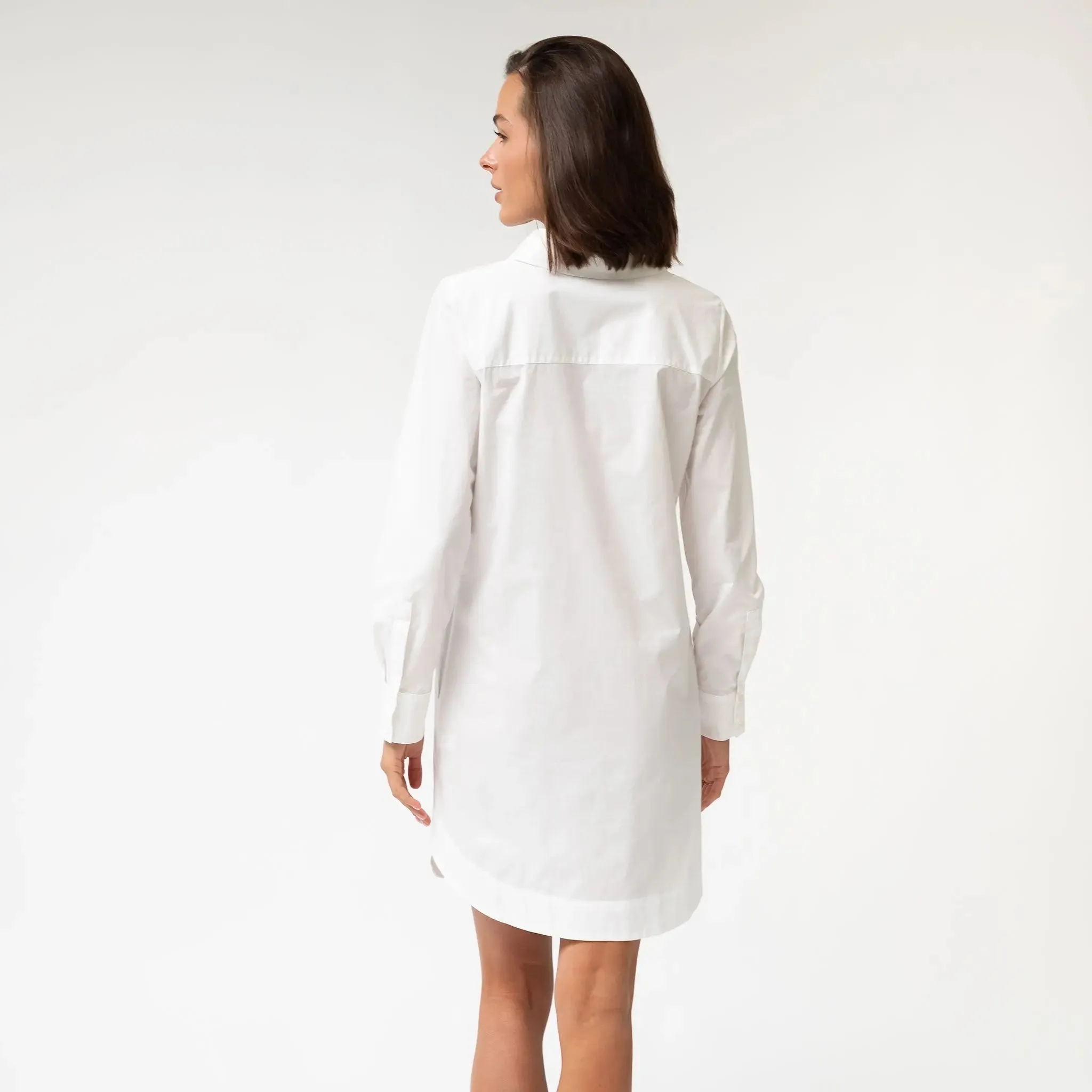 White InStyle Cotton Poplin Shirt Dress