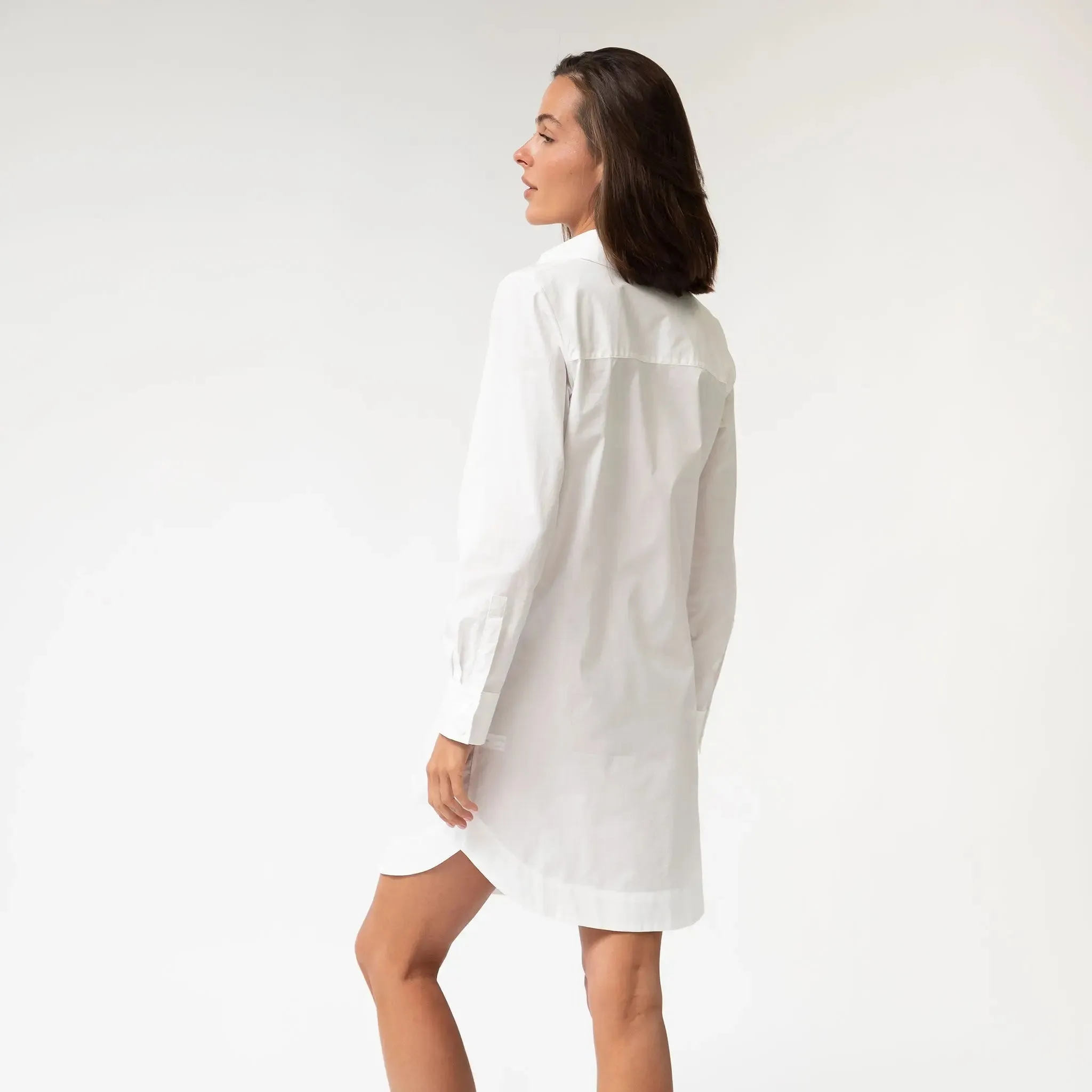 White InStyle Cotton Poplin Shirt Dress