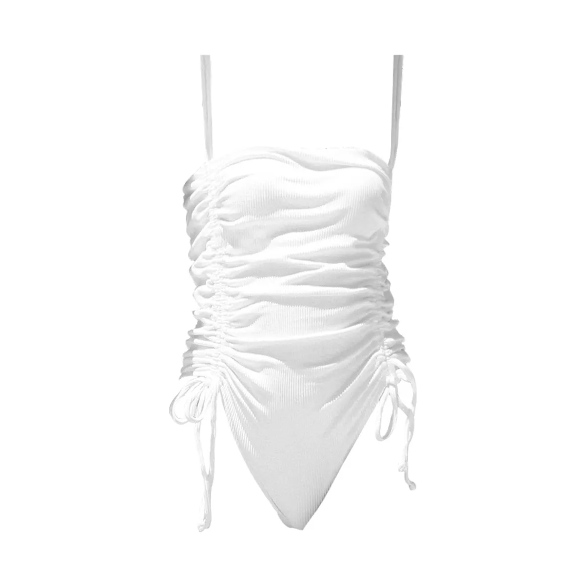 White Ruched One Piece Slimming Bikini