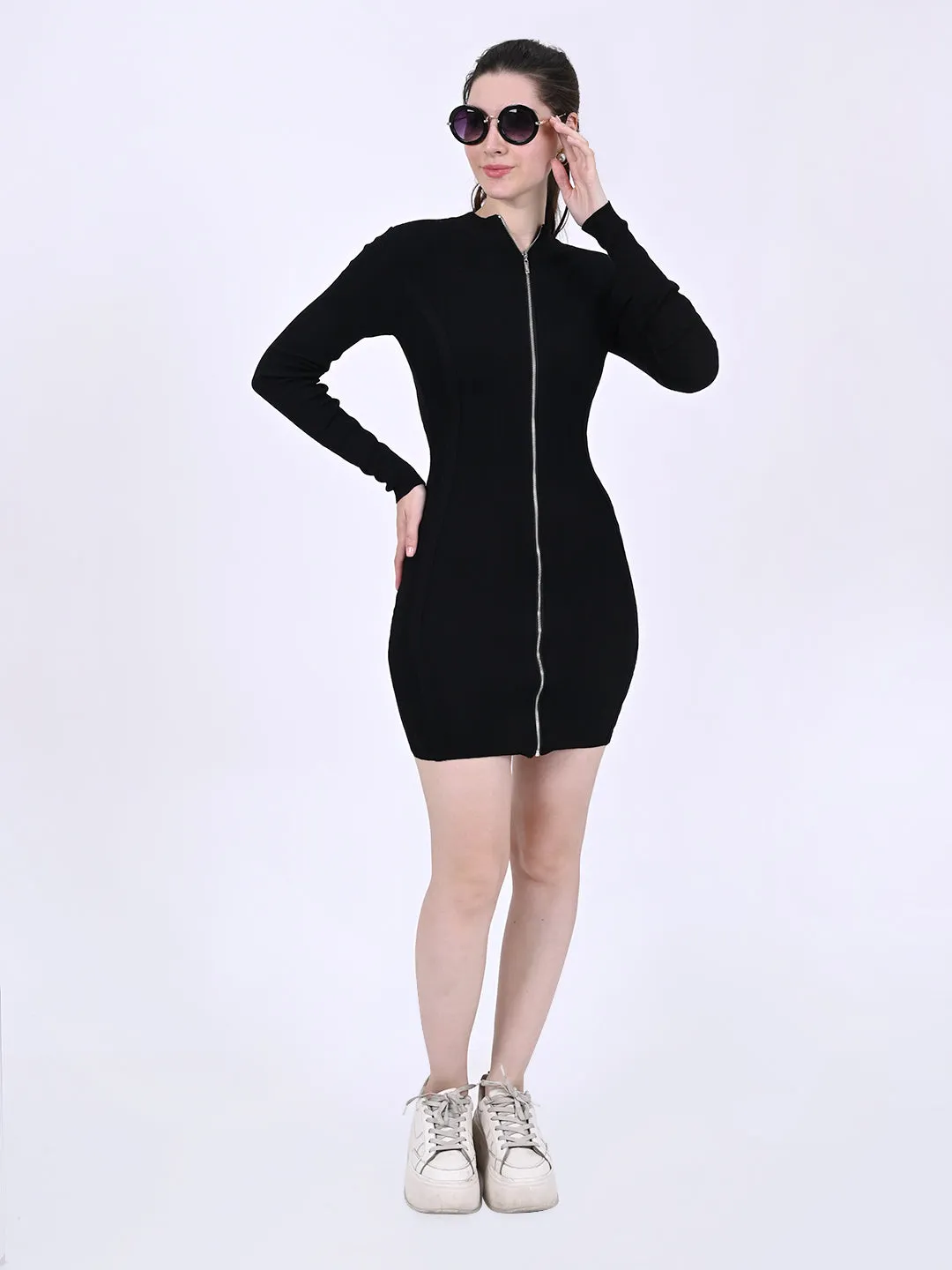 Women Black Long Sleeve Bodycon Dress