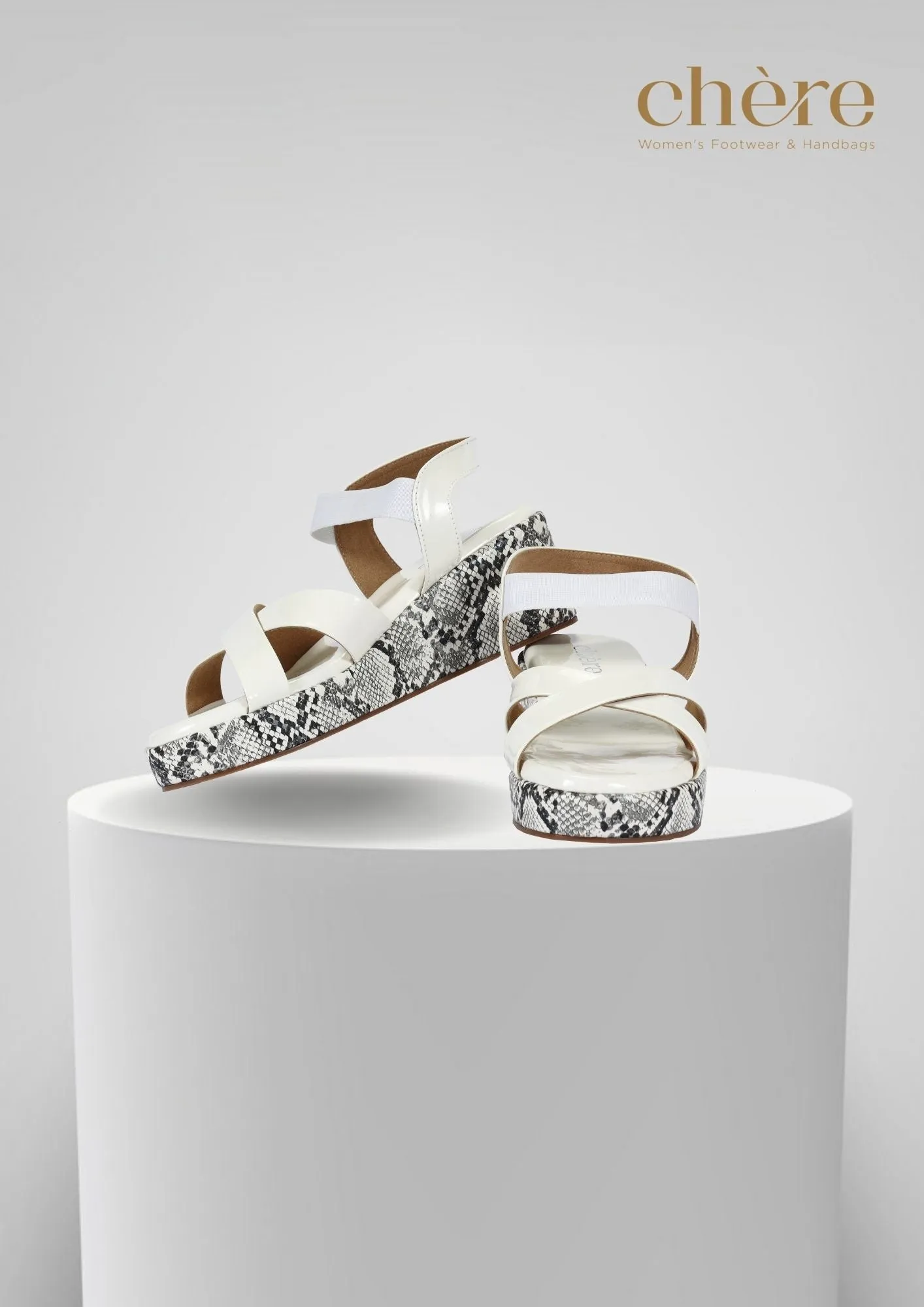 Women's Casual White Multi-strap Snakeprint Wedges