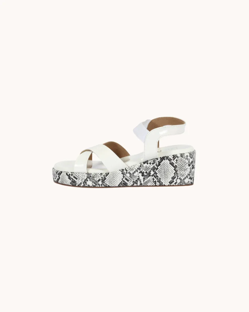 Women's Casual White Multi-strap Snakeprint Wedges