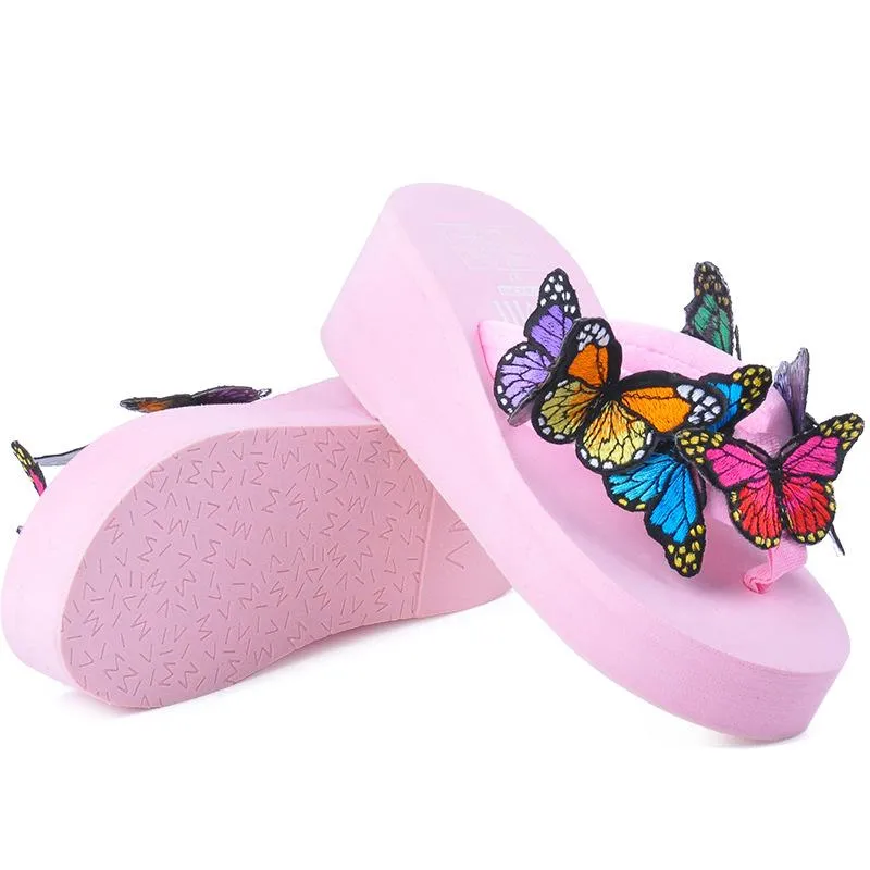 Women's cute butterfly clip toe slides