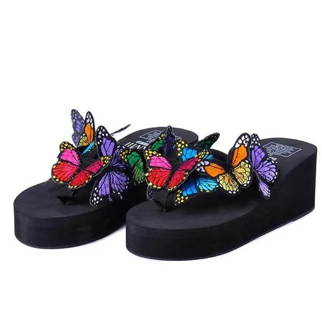 Women's cute butterfly clip toe slides