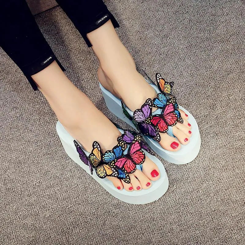 Women's cute butterfly clip toe slides